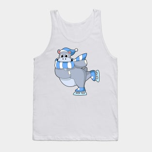 Hippo at Ice skating with Ice skates Tank Top